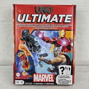 UNO Ultimate Marvel 1st Edition Card Game 2022 Mattel Complete With 4 Foil Cards